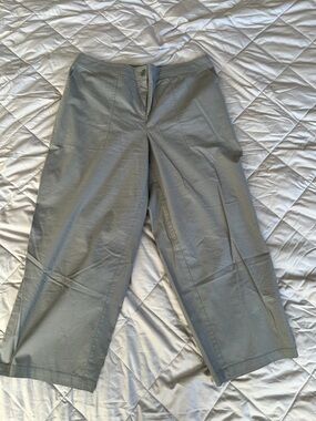 Eileen Fisher Women’s Light Gray Wide-Leg Crop Cotton Pants